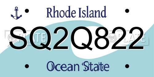 SQ2Q822 Rhode Island License Plate