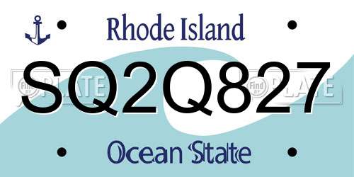 SQ2Q827 Rhode Island License Plate