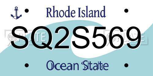 SQ2S569 Rhode Island License Plate