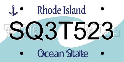 SQ3T523 Rhode Island License Plate
