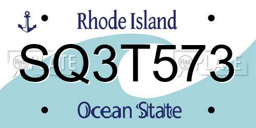 SQ3T573 Rhode Island License Plate