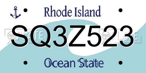 SQ3Z523 Rhode Island License Plate