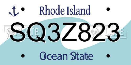 SQ3Z823 Rhode Island License Plate