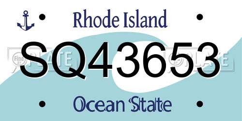 SQ43653 Rhode Island License Plate