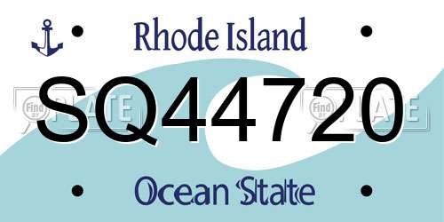 SQ44720 Rhode Island License Plate