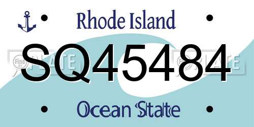 SQ45484 Rhode Island License Plate