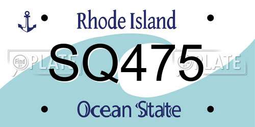 SQ475 Rhode Island License Plate
