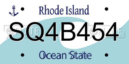 SQ4B454 Rhode Island License Plate