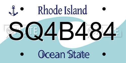 SQ4B484 Rhode Island License Plate