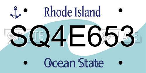 SQ4E653 Rhode Island License Plate