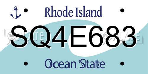 SQ4E683 Rhode Island License Plate