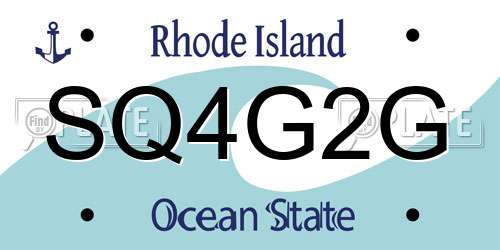 SQ4G2G Rhode Island License Plate