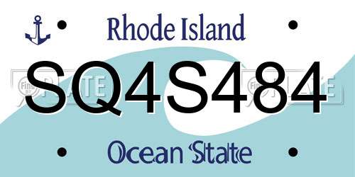 SQ4S484 Rhode Island License Plate