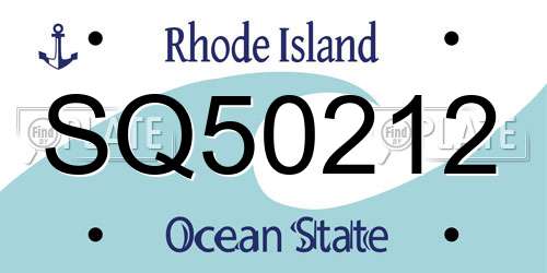 SQ50212 Rhode Island License Plate