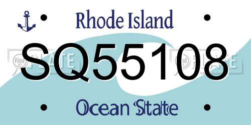 SQ55108 Rhode Island License Plate