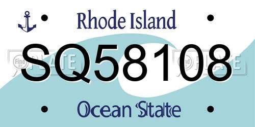 SQ58108 Rhode Island License Plate