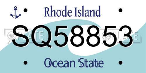 SQ58853 Rhode Island License Plate
