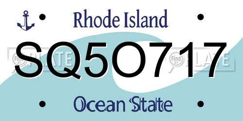 SQ5O717 Rhode Island License Plate