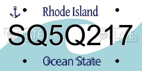 SQ5Q217 Rhode Island License Plate