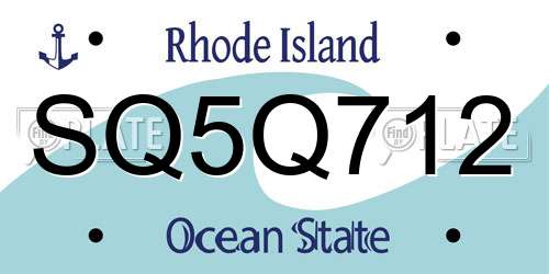 SQ5Q712 Rhode Island License Plate