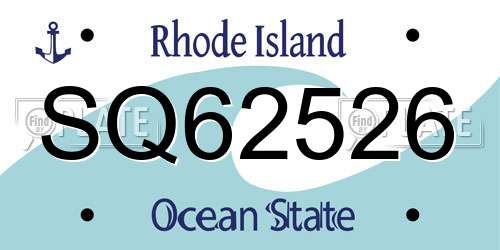 SQ62526 Rhode Island License Plate