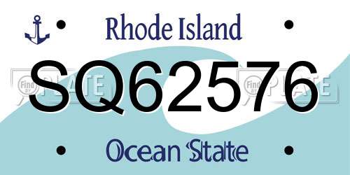 SQ62576 Rhode Island License Plate