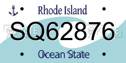 SQ62876 Rhode Island License Plate