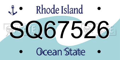 SQ67526 Rhode Island License Plate