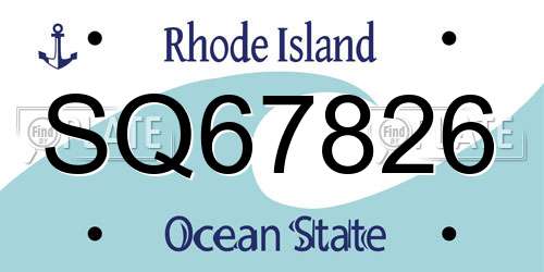 SQ67826 Rhode Island License Plate