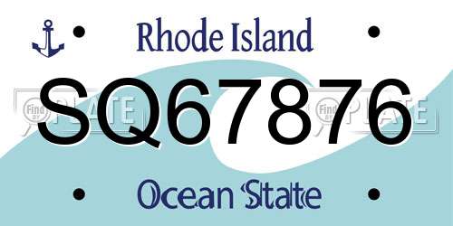 SQ67876 Rhode Island License Plate