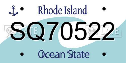 SQ70522 Rhode Island License Plate
