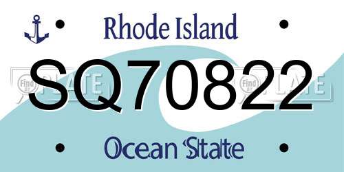 SQ70822 Rhode Island License Plate