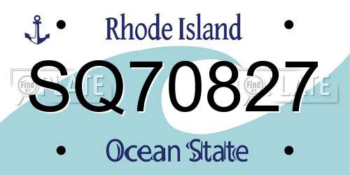 SQ70827 Rhode Island License Plate