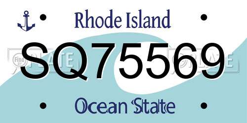 SQ75569 Rhode Island License Plate