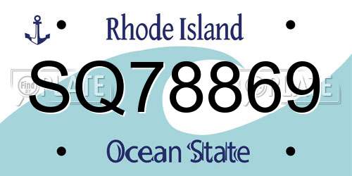 SQ78869 Rhode Island License Plate