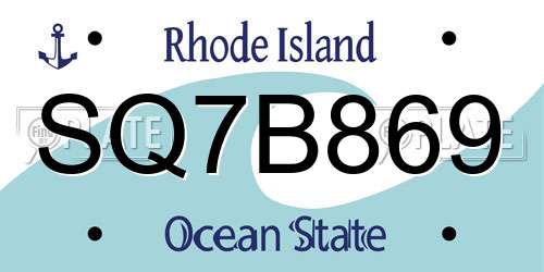 SQ7B869 Rhode Island License Plate
