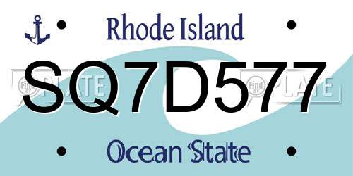 SQ7D577 Rhode Island License Plate