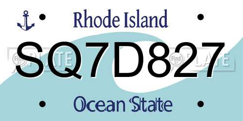 SQ7D827 Rhode Island License Plate