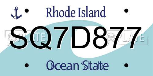SQ7D877 Rhode Island License Plate