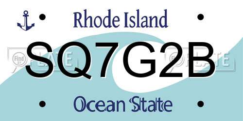 SQ7G2B Rhode Island License Plate