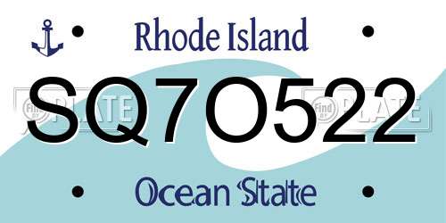 SQ7O522 Rhode Island License Plate