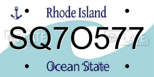 SQ7O577 Rhode Island License Plate
