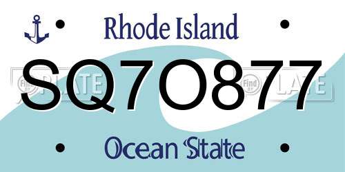 SQ7O877 Rhode Island License Plate