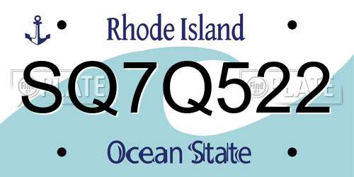 SQ7Q522 Rhode Island License Plate