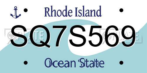SQ7S569 Rhode Island License Plate