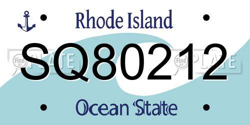 SQ80212 Rhode Island License Plate