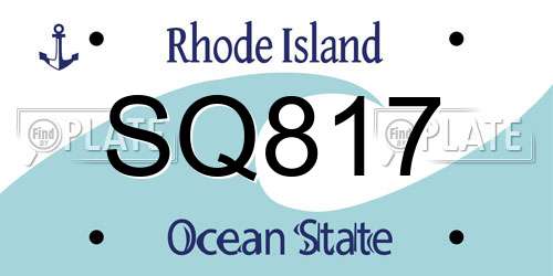 SQ817 Rhode Island License Plate