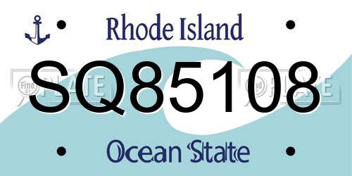 SQ85108 Rhode Island License Plate