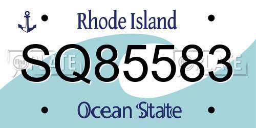 SQ85583 Rhode Island License Plate