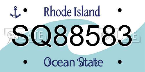 SQ88583 Rhode Island License Plate